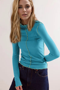 Harbor Muse Contrast Trim Long Sleeve Top