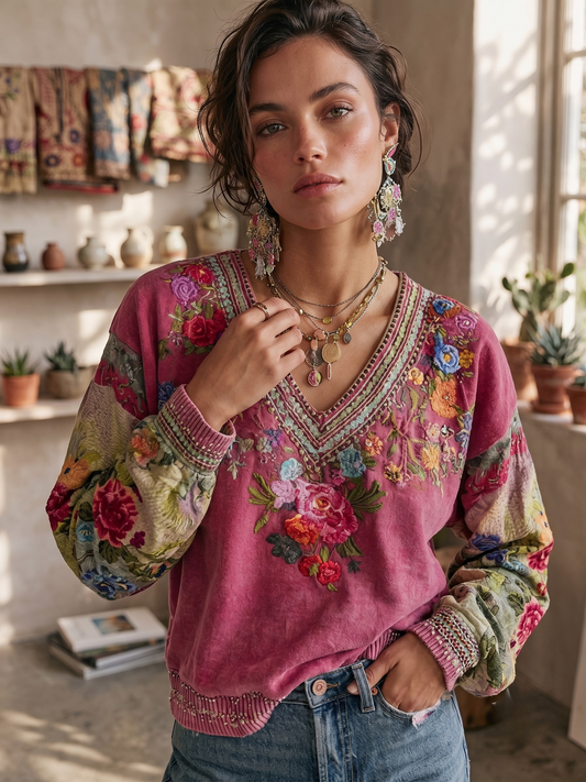 Botanical Breeze Plus Floral Blouse