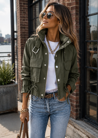 Noir Muse Snap Down Long Sleeve Jacket