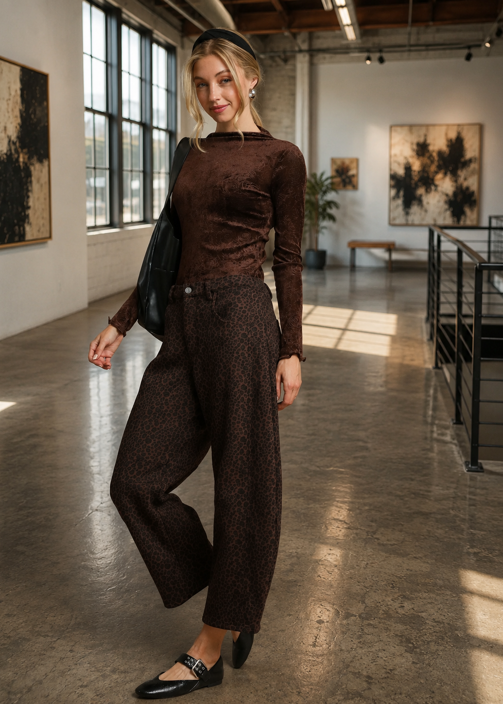 Leopard Print Wide Leg Pants