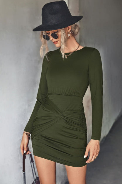 Midnight Contour Twist Mini Dress