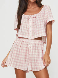 Afternoon Glow Gingham Top & Shorts Set
